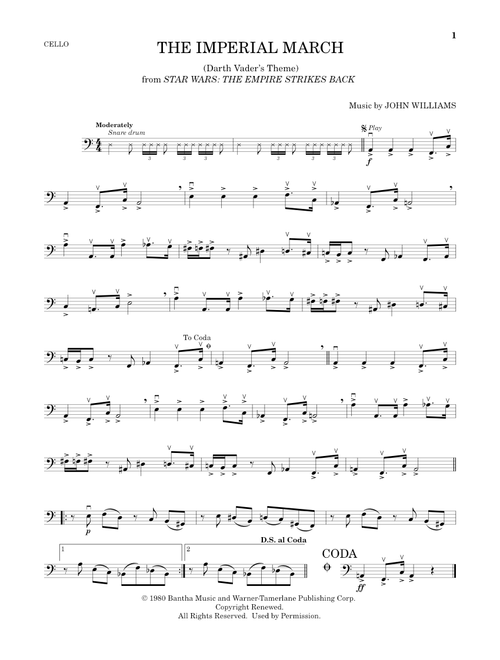 The Imperial March (Darth Vader's Theme) (from Star Wars: The Empire Strikes Back) - John Williams (Cello Solo)