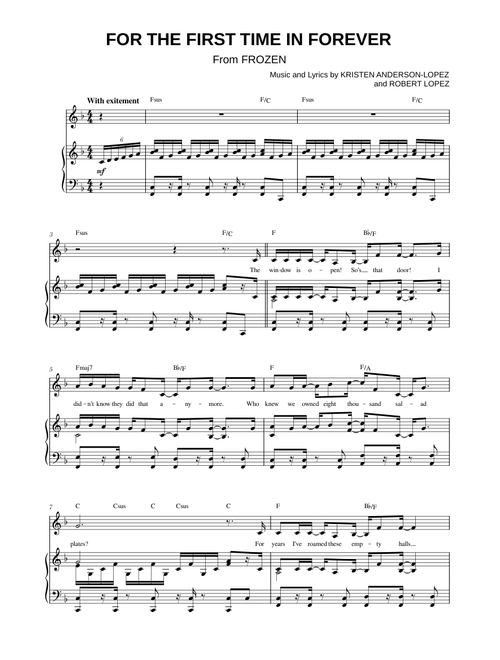 For the First Time in Forever – Kristen Anderson-Lopez & Robert Lopez from Frozen