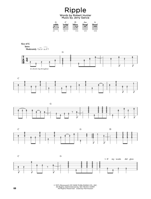 Ripple - Grateful Dead (Guitar Lead Sheet)