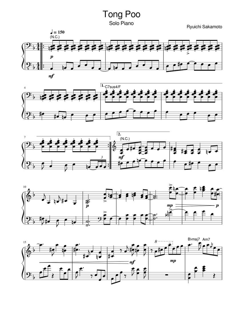 Tong poo - Solo ver. Sheet Music for Piano (Solo) | MuseScore.com