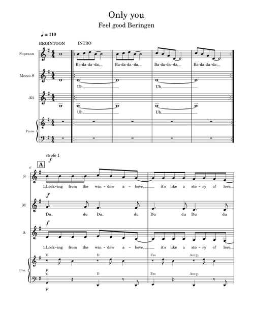 Only you – The Flying Pickets Tutti+piano Arr. Catalina