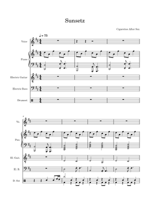 Sunsetz – Cigarettes After Sex Sheet Music and Tab for Guitar, Drum group  (Mixed Duet)
