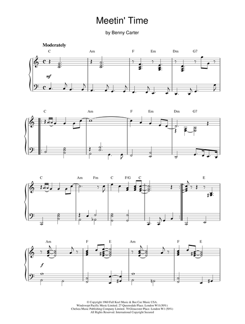 Meetin' Time - Benny Carter (Piano Solo)