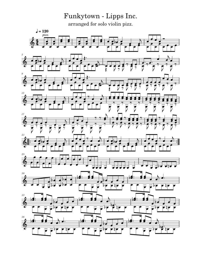 Funkytown – Inc. Lipps (arrangement for solo violin) Sheet Music for ...