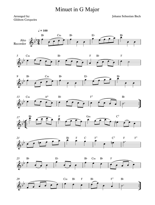 Minuet in G (Arr. Gildson Cerqueira) - Johann Sebastian Bach (Instrumental Solo)