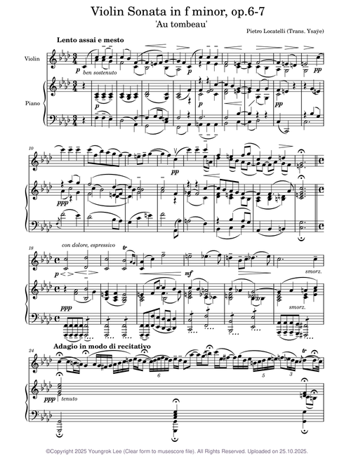 Violin Sonata in f minor op.6-7 'Au tombeau' – Pietro Antonio Locatelli