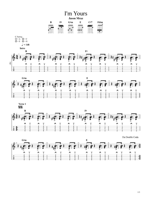 I'm Yours (Arr. Angelo) - Jason Mraz (Ukulele)