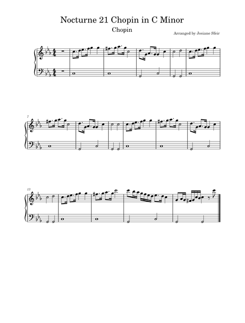 Nocturne No. 21 in C Minor – Frédéric Chopin Nocturne 21 Chopin in C Minor