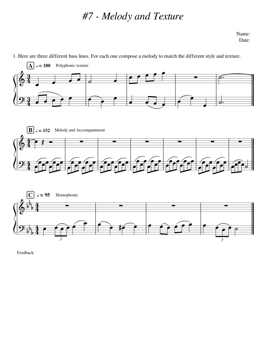 #7 Melody and Texture (5) Sheet Music for Piano (Solo) easy | MuseScore.com