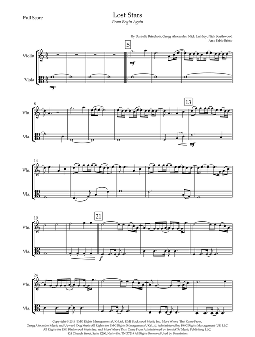 Lost Stars (Arr. Fabio Britto) - Maroon 5 (Instrumental Duet)