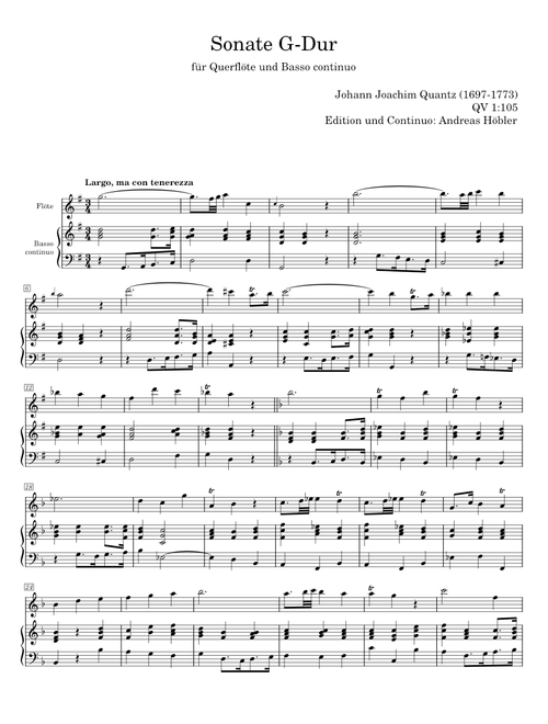 Sonate G-Dur für Querflöte und Basso continuo, QV 1:109 - Johann Joachim Quantz
