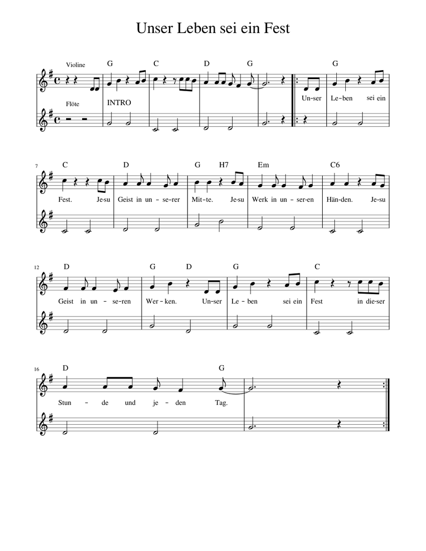 Unser Leben sei ein Fest Sheet music for Piano (Mixed Duet)