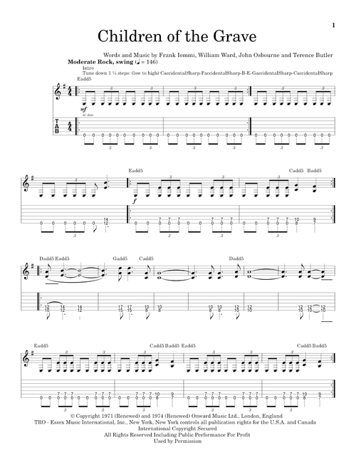 Children Of The Grave - Black Sabbath (School of Rock - Guitar Tab)