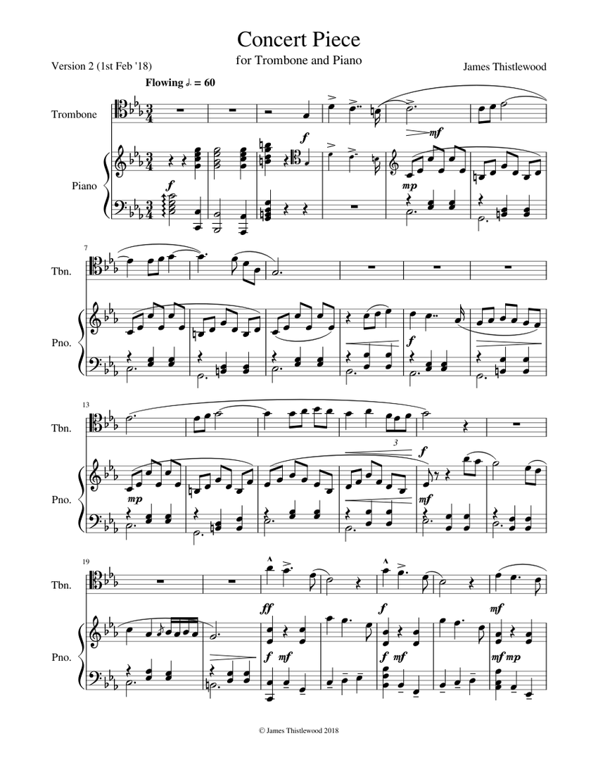 Concert Piece for Trombone and Piano Sheet music for Piano, Trombone ...