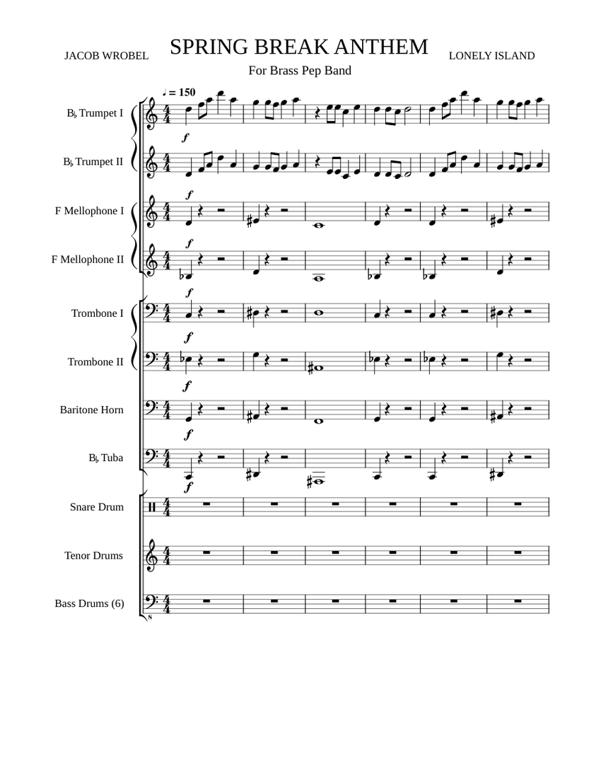 Spring Break Anthem by Lonely Island, for Pep Band Sheet music for Trombone, French