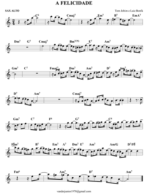 A Felicidade (Arr. VANDERLEI GONÇALVES DE SOUZA JÚNIOR) - Antonio Carlos Jobim, Vinicius de Moraes (Alto Sax Solo)