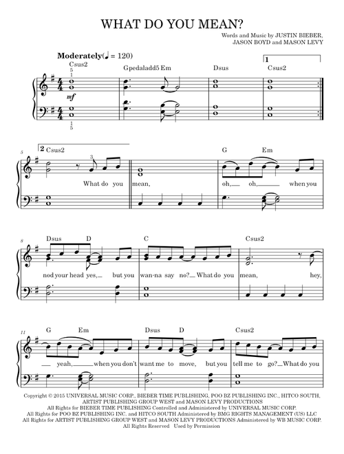 What do you mean - Justin Bieber (Easy Piano)