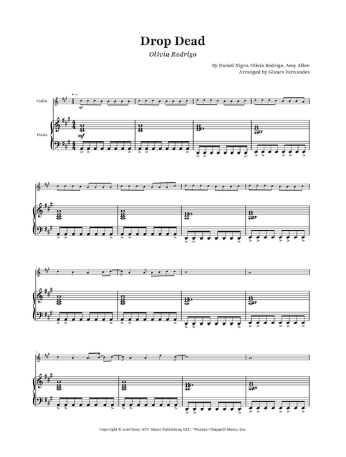 Drop Dead (Arr. Glauco Fernandes) - Olivia Rodrigo (Violin and Piano)