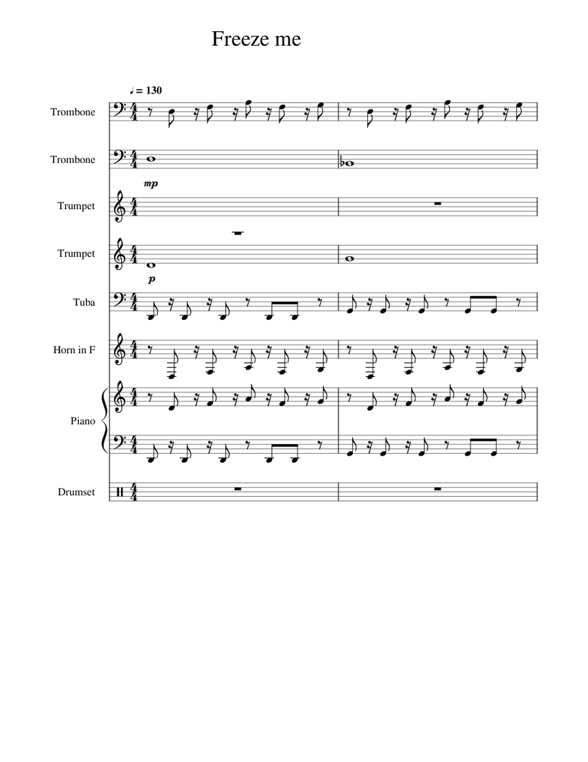 Freeze me, orchestral WIP Sheet music for Piano, Trombone, Tuba, French ...
