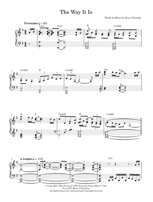The Way It Is - Bruce Hornsby & The Range (Piano-Vocal-Guitar (Piano Accompaniment))