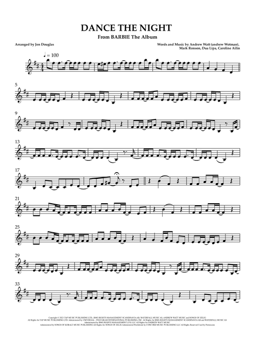 Dance The Night (Arr. Jen Douglas) - Dua Lipa (Violin Solo)