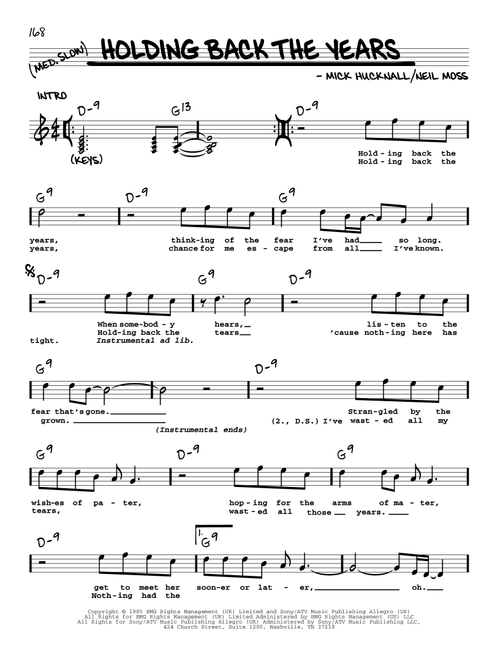 Holding Back The Years - Simply Red (Real Book - Melody-Chords-Lyrics)