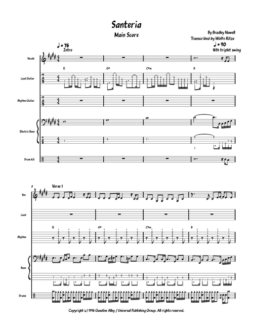 Santeria (Arr. Wolfe Ritzo) - Sublime (Cover Band)