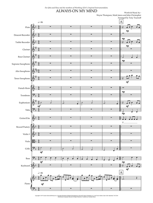 Always On My Mind (Arr. Tony Tournoff) - Elvis Presley (Large Ensemble)