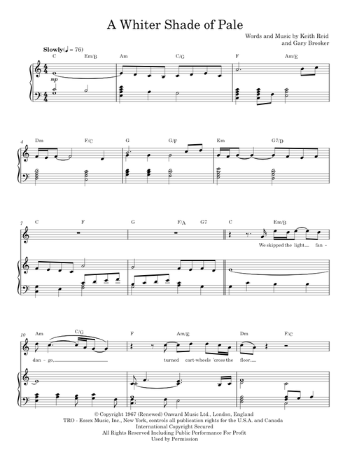 A Whiter Shade Of Pale - Annie Lennox, Procol Harum, Sarah Brightman (Piano Vocal)