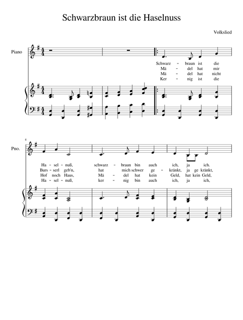 Schwarzbraun ist die Haselnuss – Germany Folk Song