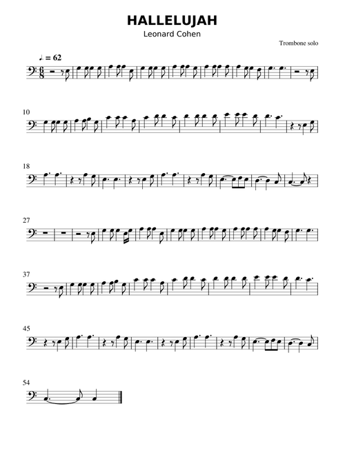  Hallelujah trombone solo