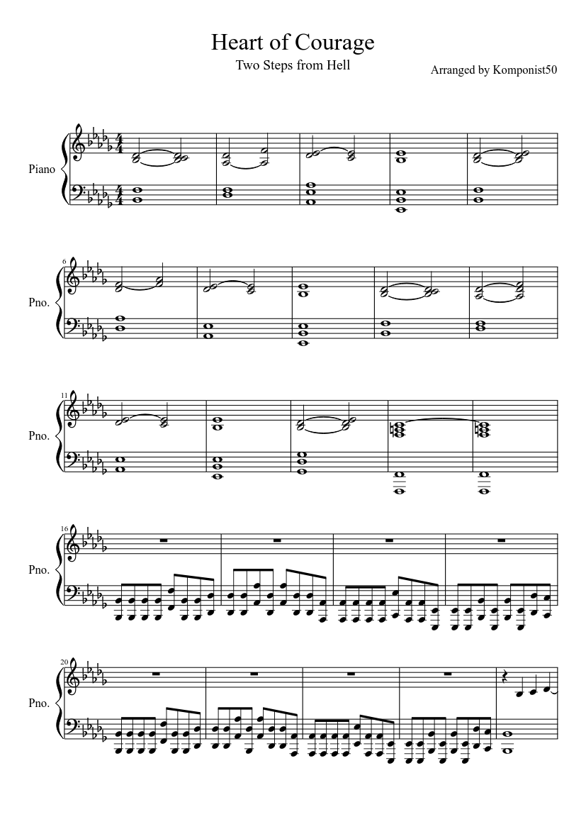hjælpeløshed Vær stille omfavne Heart of Courage Piano Sheet music for Piano (Solo) | Musescore.com