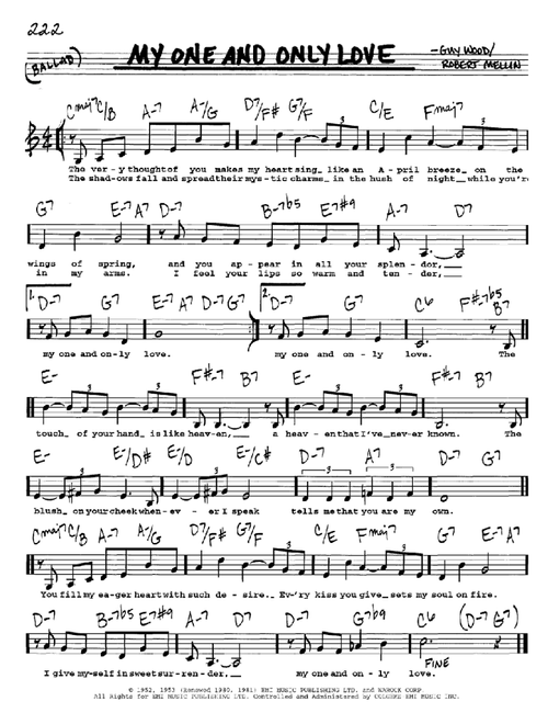 My One And Only Love - Robert Mellin (Real Book - Melody-Chords-Lyrics)