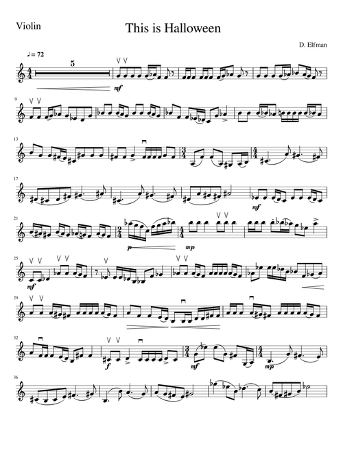 The Nightmare Before Christmas 1 This is Halloween Violin I mscz