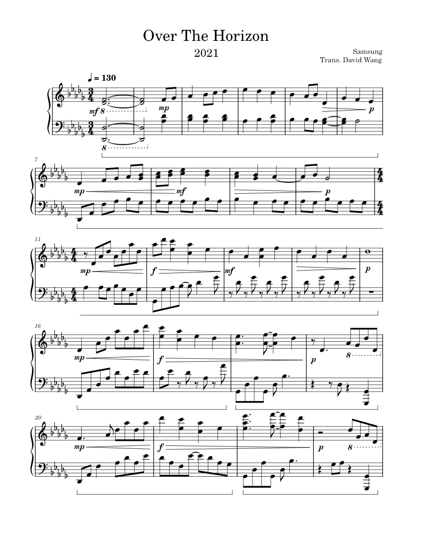 Over The Horizon 2021 Samsung/Yiruma [READ DESCRIPTION] Sheet music