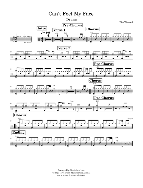 Can't Feel My Face – The Weeknd - Drums
