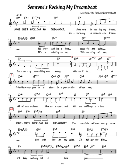 Someone's Rocking My Dreamboat (Lead sheet with lyrics )
