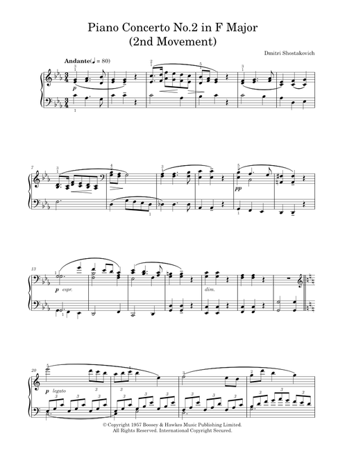 Piano Concerto No. 2 in F major, Op. 102 - Dmitri Shostakovich (Piano Solo)
