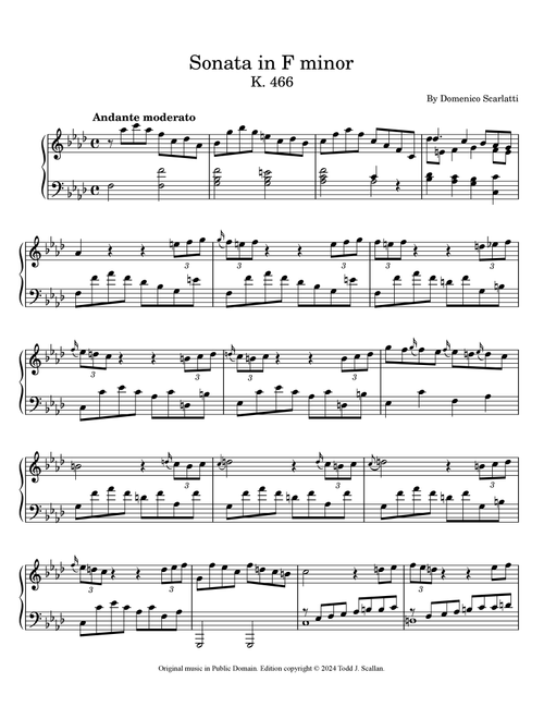 Sonata in F minor, K. 466 (Arr. Todd J. Scallan) - Domenico Scarlatti (Piano Solo)