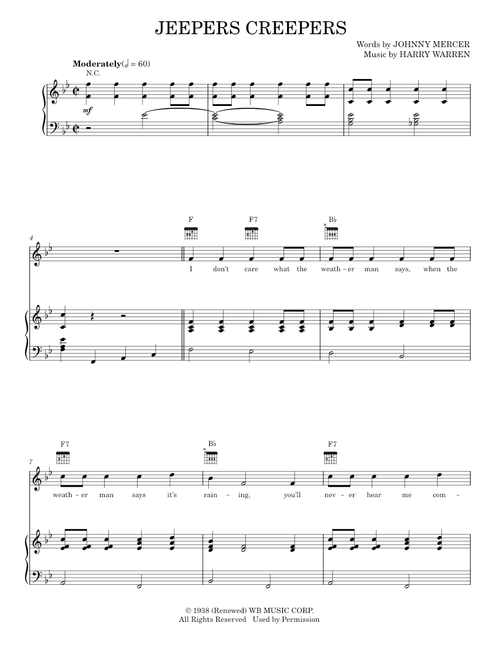 Jeepers Creepers - Frank Sinatra, Harry Warren (Piano-Vocal-Guitar)