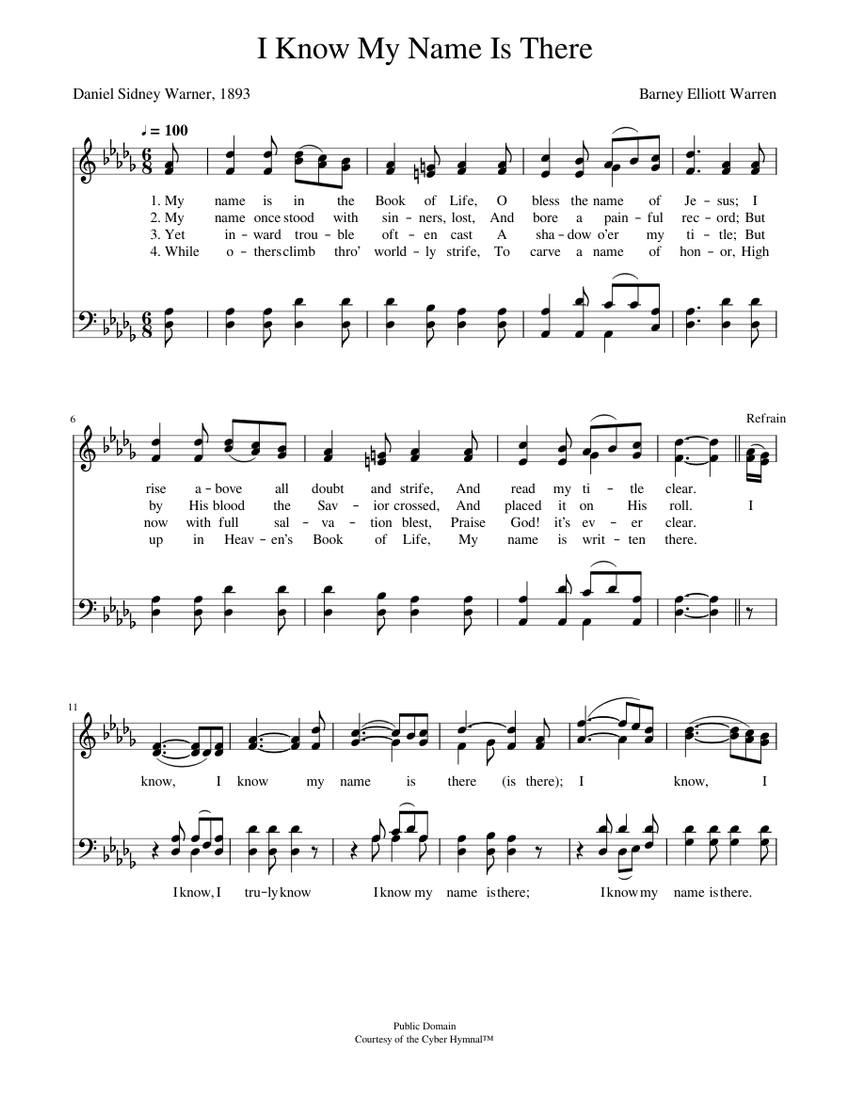 I know my name is there - Barney E. Warren Sheet music for Piano