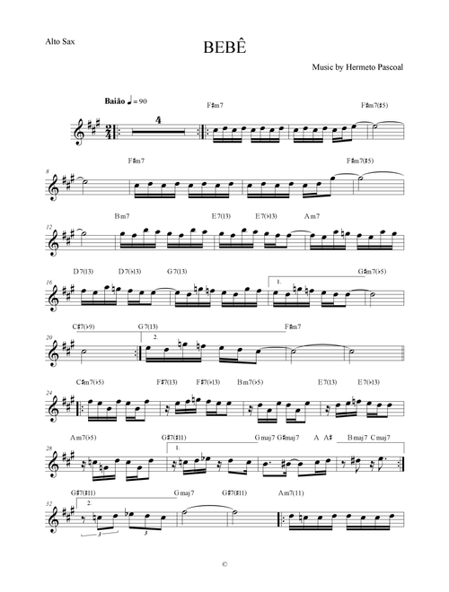 Bebê by Hermeto Pascoal - for Alto Saxophone (Arr. The Sheet Music Library) (Alto Sax Solo)