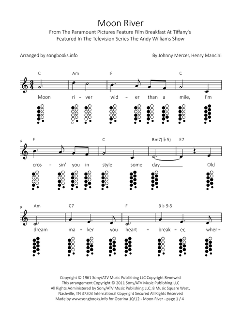 Moon River (Arr. songbooks.info) - Andy Williams (Ocarina)