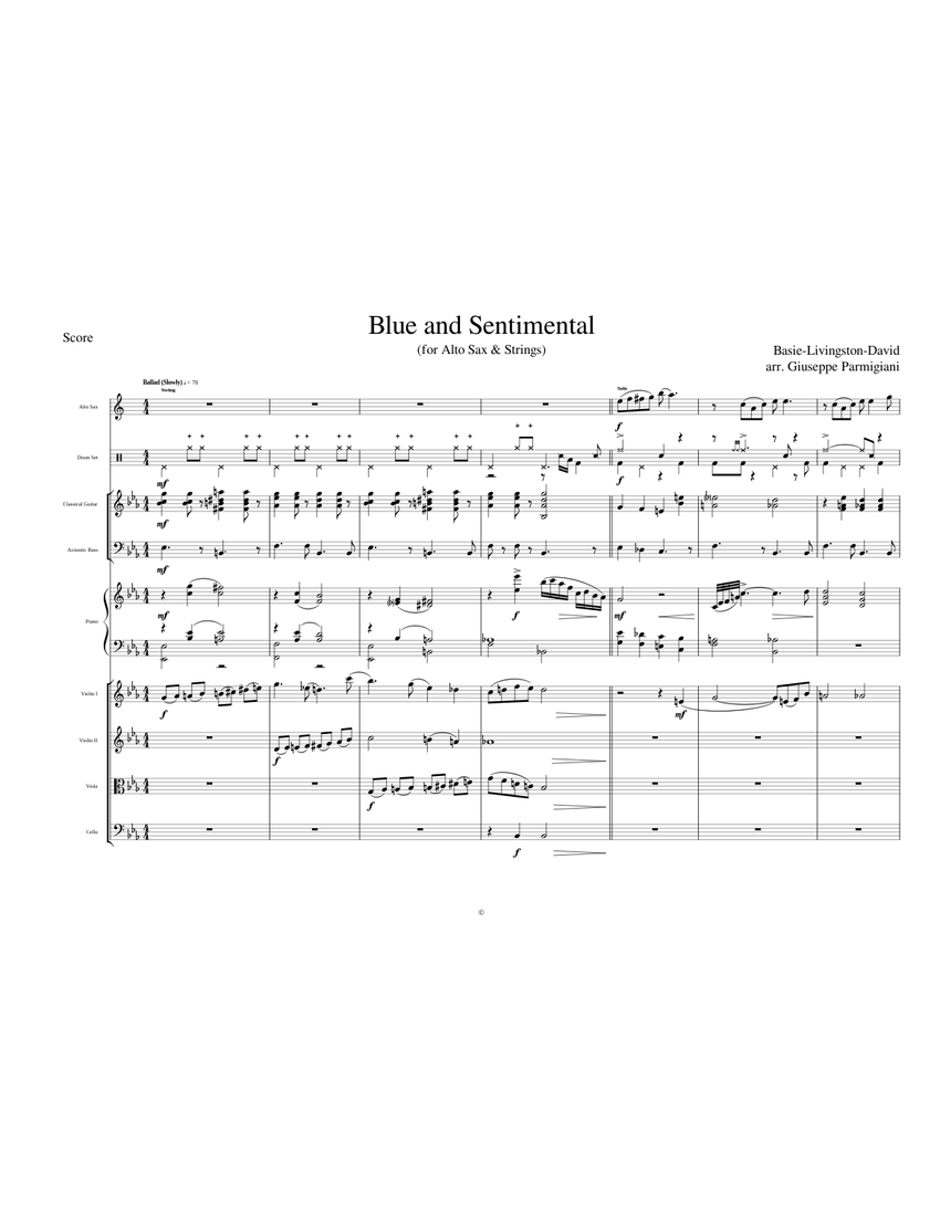 Blue and Sentimental (Alto Sax & Strings) Sheet music for Piano