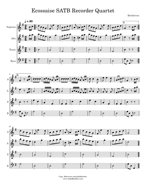 Ecossaise SATB Recorder Quartet