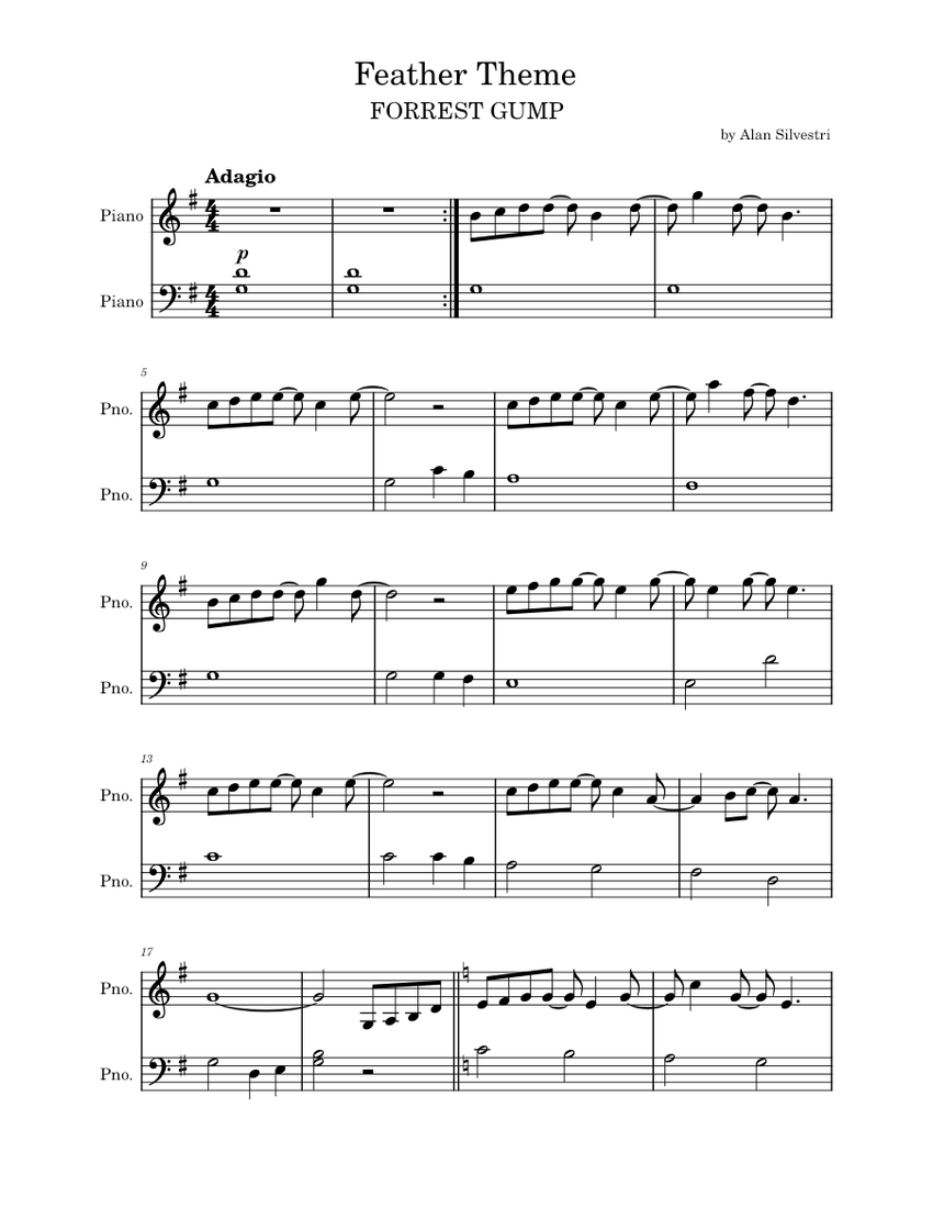 Feather Theme Sheet music for Piano (Solo) | Musescore.com