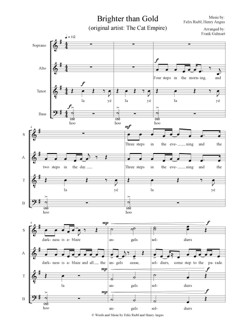 Brighter Than Gold (Arr. Frank Galmart) - Cat Empire (Choral, SATB)