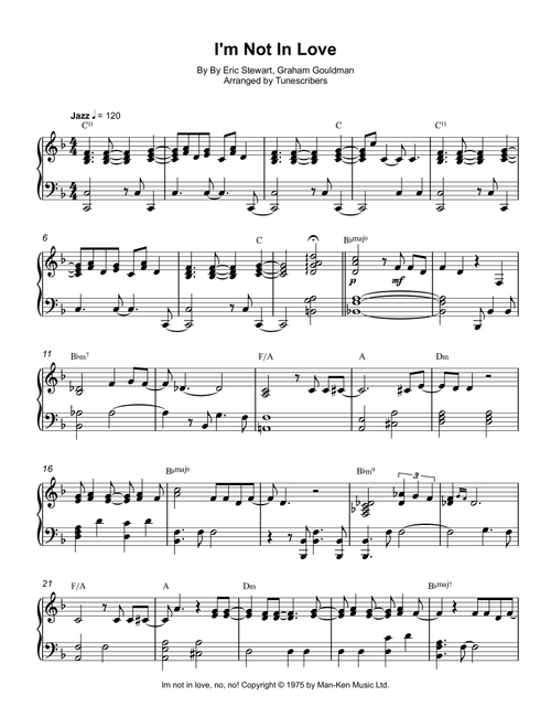 I'm Not In Love (jazz piano cover) (Arr. Tunescribers) - Miles Davis (Piano Solo)