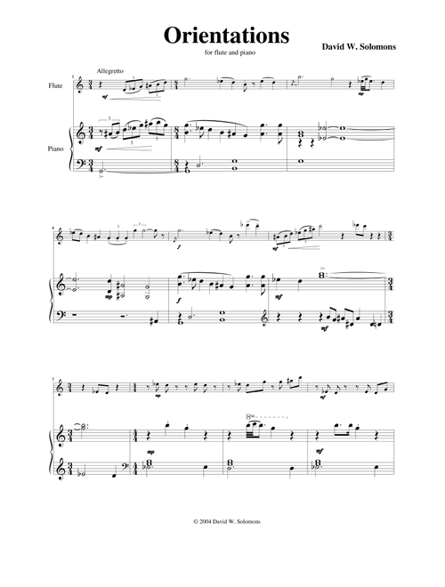 Orientations for flute and piano - David Warin Solomons (Instrumental Solo (with Piano Accompaniment))