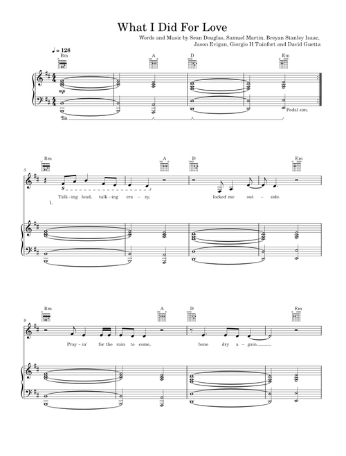 What I Did For Love - David Guetta feat. Emeli Sande (Piano-Voice)
